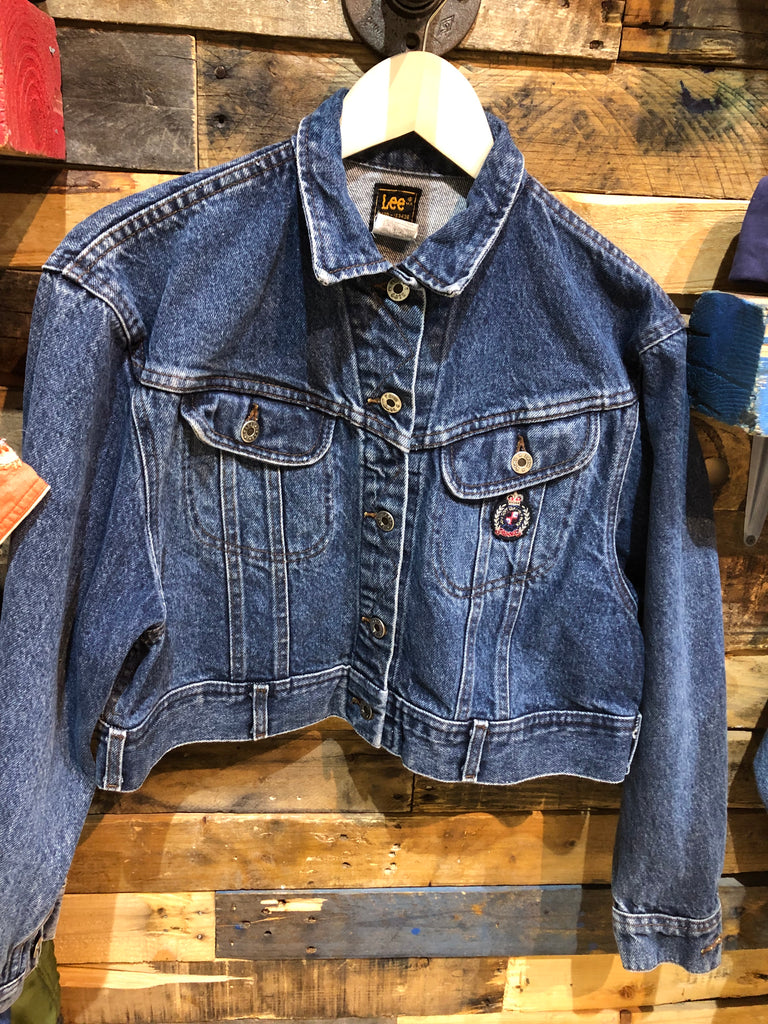 Indigo Blue Wash Deep Cuff Front Crop Denim Jacket | PrettyLittleThing USA